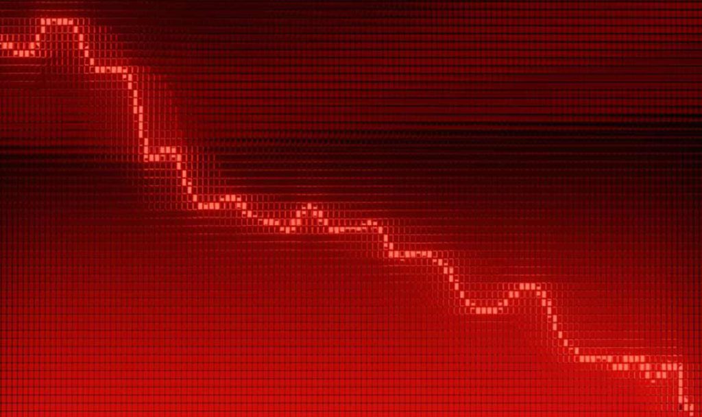 Roter Graph mit schwarz-rotem Hintergrund