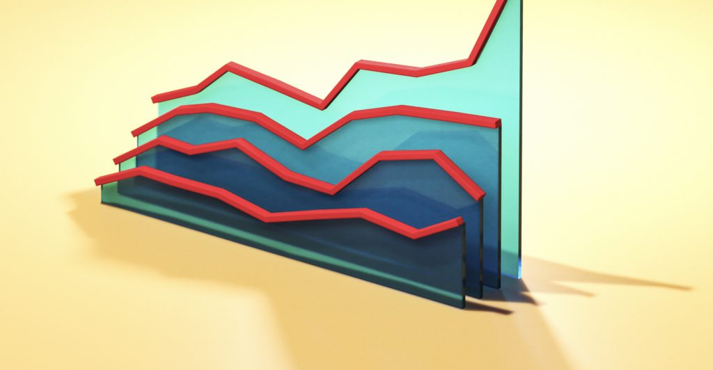 Grafiken in verschiedenen Farben mit gelbem Hintergrund